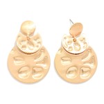 Wholesale textured Disc Drop Earrings layering polished round post mid disc over