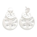 Wholesale textured Disc Drop Earrings layering polished round post mid disc over