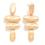 Wholesale molten Metal Drop Earrings stacking four organic oval shapes hammered