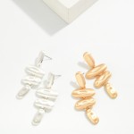 Wholesale molten Metal Drop Earrings stacking four organic oval shapes hammered