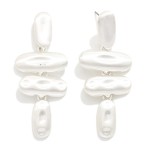 Wholesale molten Metal Drop Earrings stacking four organic oval shapes hammered
