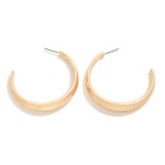 Wholesale brushed Metal Hoop Earrings tapered open hoop soft satin finish lightw