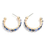 Wholesale crystal Lined Hoop Earrings row round faceted stones set polished beze