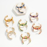 Wholesale crystal Lined Hoop Earrings row round faceted stones set polished beze
