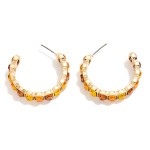 Wholesale crystal Lined Hoop Earrings row round faceted stones set polished beze