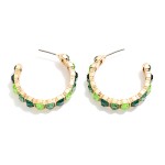 Wholesale crystal Lined Hoop Earrings row round faceted stones set polished beze