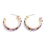 Wholesale crystal Lined Hoop Earrings row round faceted stones set polished beze