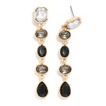 Wholesale linear Crystal Drop Earrings stacking five faceted stones mixed cuts r