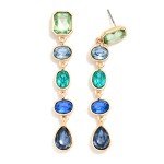 Wholesale linear Crystal Drop Earrings stacking five faceted stones mixed cuts r