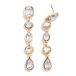 Wholesale linear Crystal Drop Earrings stacking five faceted stones mixed cuts r