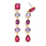 Wholesale linear Crystal Drop Earrings stacking five faceted stones mixed cuts r