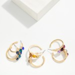 Wholesale crystal Accent Hoop Earrings polished open hoop cluster three faceted