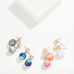 Wholesale crystal Stud Pearl Drop Earrings round bezel set crystal stud oversize