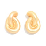 Wholesale puffy Twist Stud Earrings sculpted curved knot smooth matte finish rou
