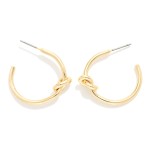 Wholesale knotted Open Hoop Earrings polished tube hoop tied sculptural knot at