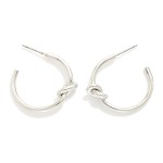 Wholesale knotted Open Hoop Earrings polished tube hoop tied sculptural knot at
