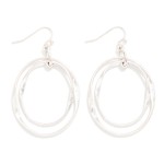 Wholesale layered Oval Drop Earrings two overlapping open ovals one polished one