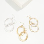 Wholesale layered Oval Drop Earrings two overlapping open ovals one polished one