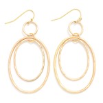 Wholesale hammered Double Oval Drop Earrings layered open ovals one smooth one s