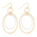 Wholesale hammered Double Oval Drop Earrings layered open ovals one smooth one s