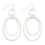 Wholesale hammered Double Oval Drop Earrings layered open ovals one smooth one s