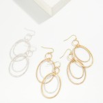 Wholesale hammered Double Oval Drop Earrings layered open ovals one smooth one s