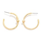 Wholesale slim Knot Hoop Earrings smooth open hoop finished delicate knotted det