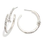 Wholesale rhinestone Accent Hoop Earrings open hoop sparkling pave detail along