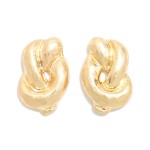 Wholesale chunky Knot Stud Earrings sculpted puffy knot soft brushed metal finis