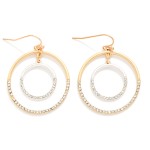 Wholesale rhinestone Double Hoop Drop Earrings open outer hoop framing sparkling