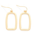 Wholesale open Rectangle Drop Earrings clean geometric outline soft brushed fini