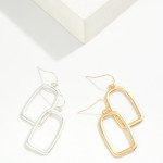 Wholesale open Rectangle Drop Earrings clean geometric outline soft brushed fini