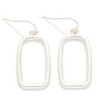 Wholesale open Rectangle Drop Earrings clean geometric outline soft brushed fini