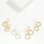 Wholesale twisted Rope Double Hoop Drop Earrings smooth open ring paired twisted