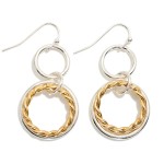 Wholesale twisted Rope Double Hoop Drop Earrings smooth open ring paired twisted