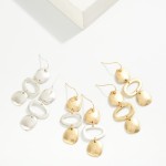 Wholesale hammered Geometric Drop Earrings linear stack organic discs open oval