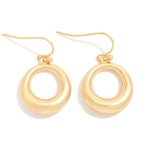 Wholesale organic Circle Drop Earrings sculpted open ring soft brushed finish ha