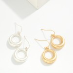 Wholesale organic Circle Drop Earrings sculpted open ring soft brushed finish ha