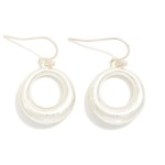 Wholesale organic Circle Drop Earrings sculpted open ring soft brushed finish ha