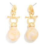 Wholesale toggle Drop Earrings pairing polished metal T bar ring detail glossy m