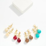 Wholesale toggle Drop Earrings pairing polished metal T bar ring detail glossy m