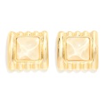 Wholesale square Stone Statement Stud Earrings pyramid cut cabochon set ribbed m