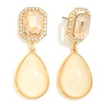 Wholesale crystal Halo Teardrop Statement Earrings rectangular step cut glass st