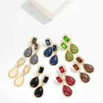 Wholesale crystal Halo Teardrop Statement Earrings rectangular step cut glass st