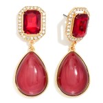 Wholesale crystal Halo Teardrop Statement Earrings rectangular step cut glass st