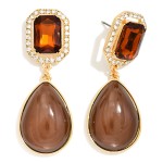 Wholesale crystal Halo Teardrop Statement Earrings rectangular step cut glass st