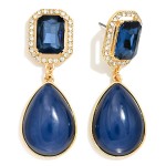 Wholesale crystal Halo Teardrop Statement Earrings rectangular step cut glass st