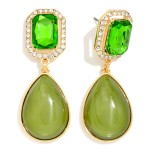 Wholesale crystal Halo Teardrop Statement Earrings rectangular step cut glass st