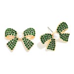 Wholesale rhinestone Bow Stud Earrings pearl center pave set crystals across cla