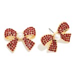 Wholesale rhinestone Bow Stud Earrings pearl center pave set crystals across cla